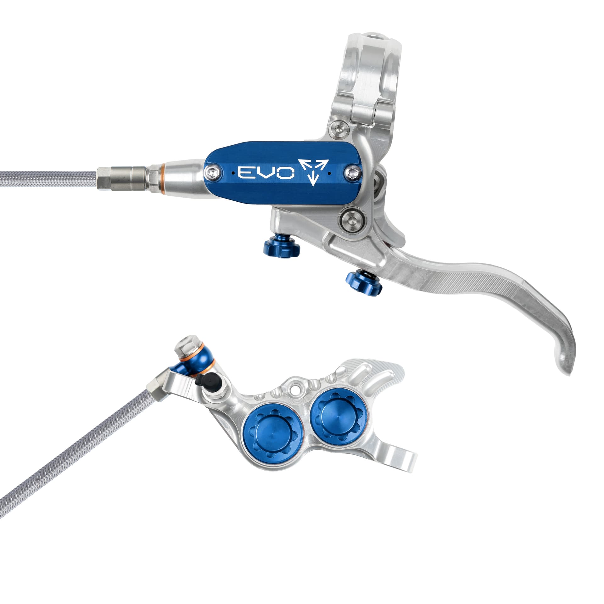 Hope Tech 4 EVO GR4 - Silver/Blue - Braided - No Rotor — product photo