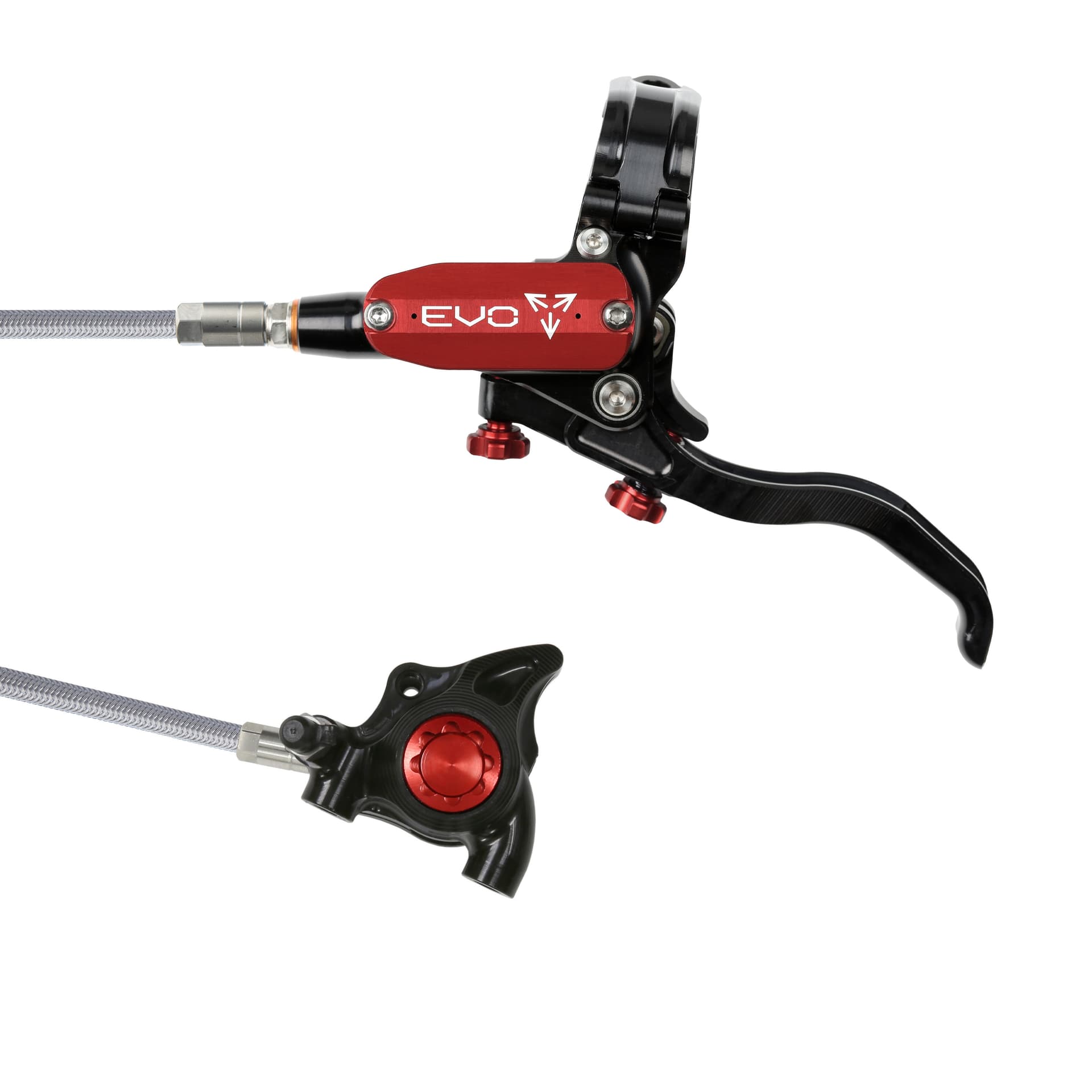 Hope Tech 4 EVO X2 Flatmount - Black/Red - Braided - No Rotor — product photo