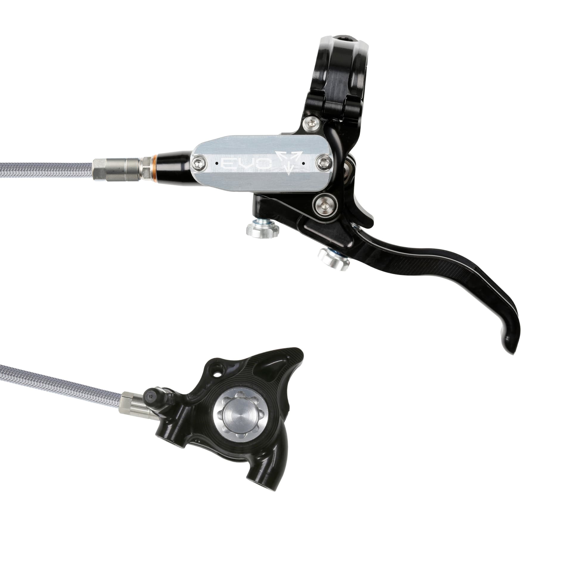 Hope Tech 4 EVO X2 Flatmount - Black/Silver - Braided - No Rotor — product photo