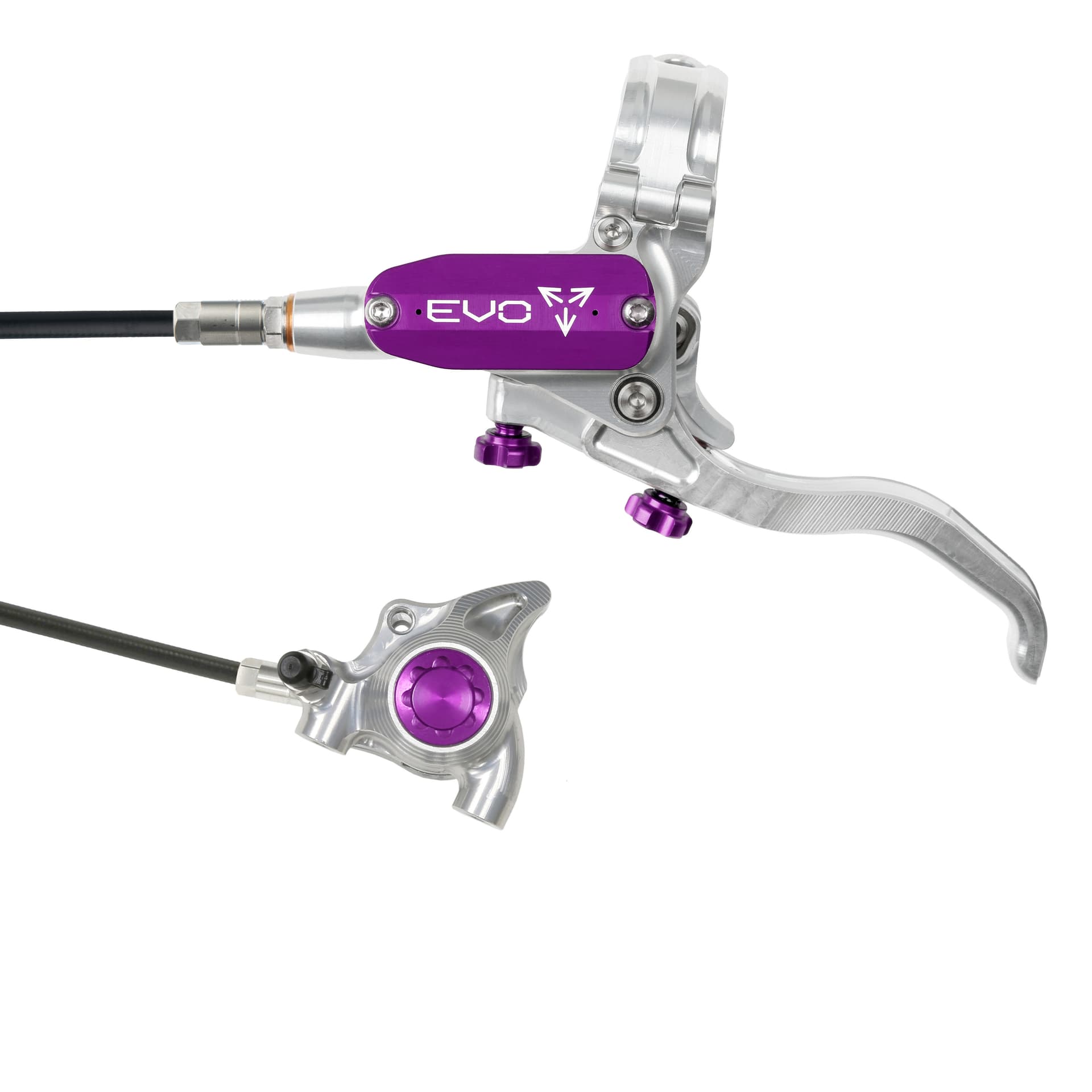 Hope Tech 4 EVO X2 Flatmount - Silver/Purple - No Rotor — product photo
