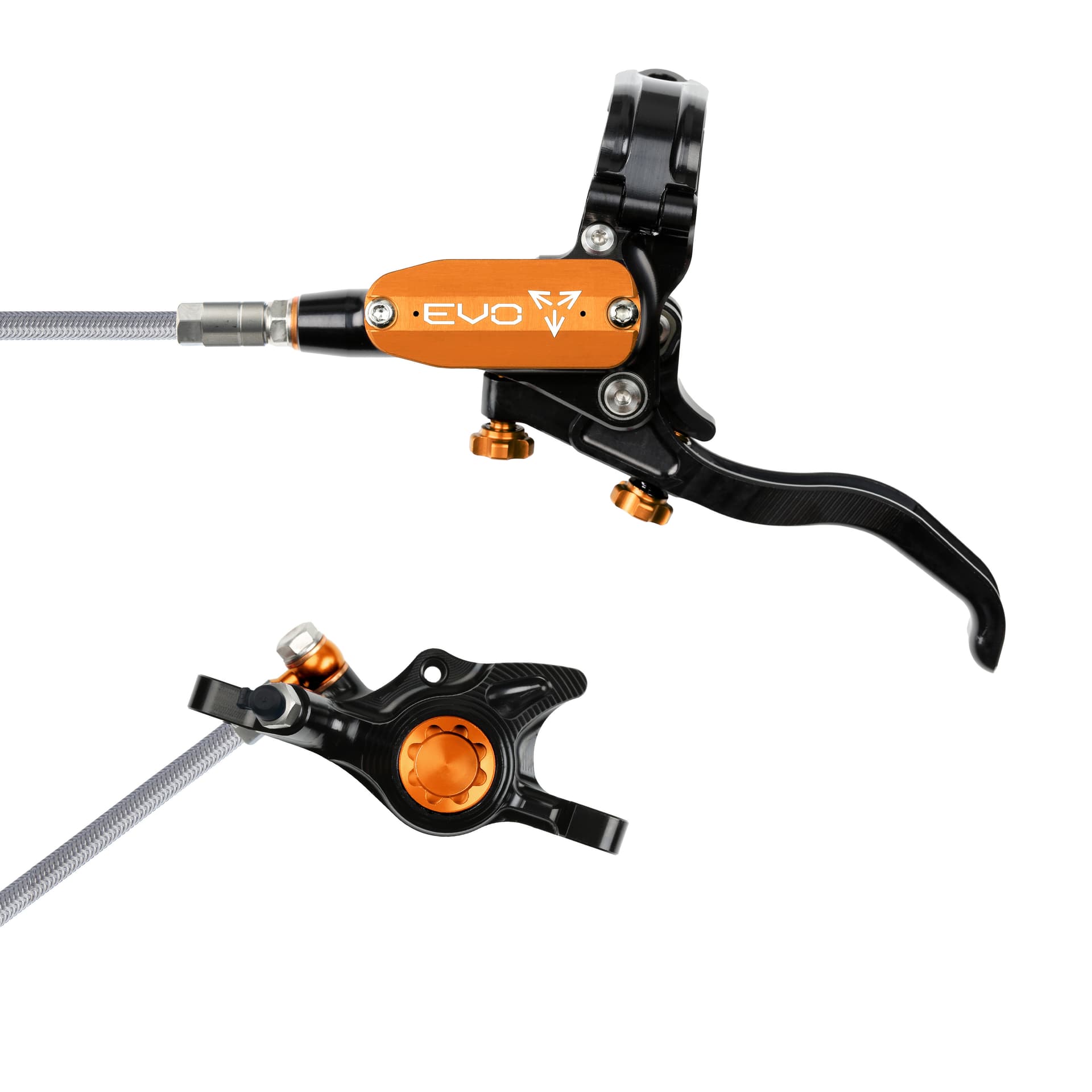Hope Tech 4 EVO X2 - Black/Orange - Braided - No Rotor — product photo