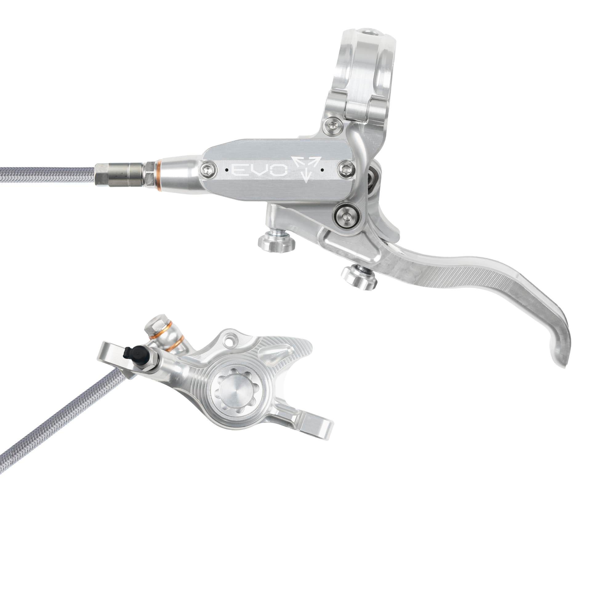 Hope Tech 4 EVO X2 - Silver/Silver - Braided - No Rotor — product photo