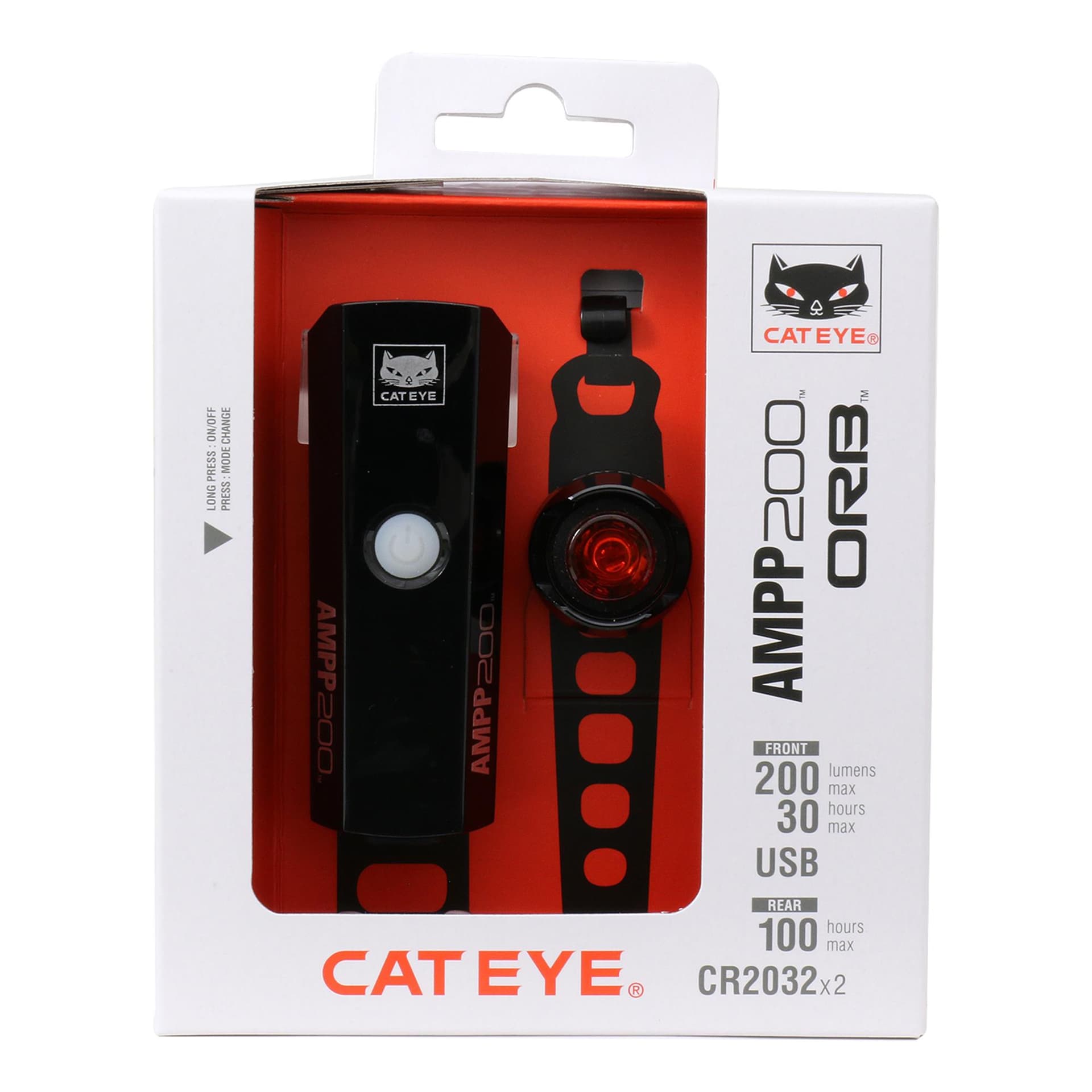 Cateye Ampp 200 II/Orb RC II Bike Light Set — product photo