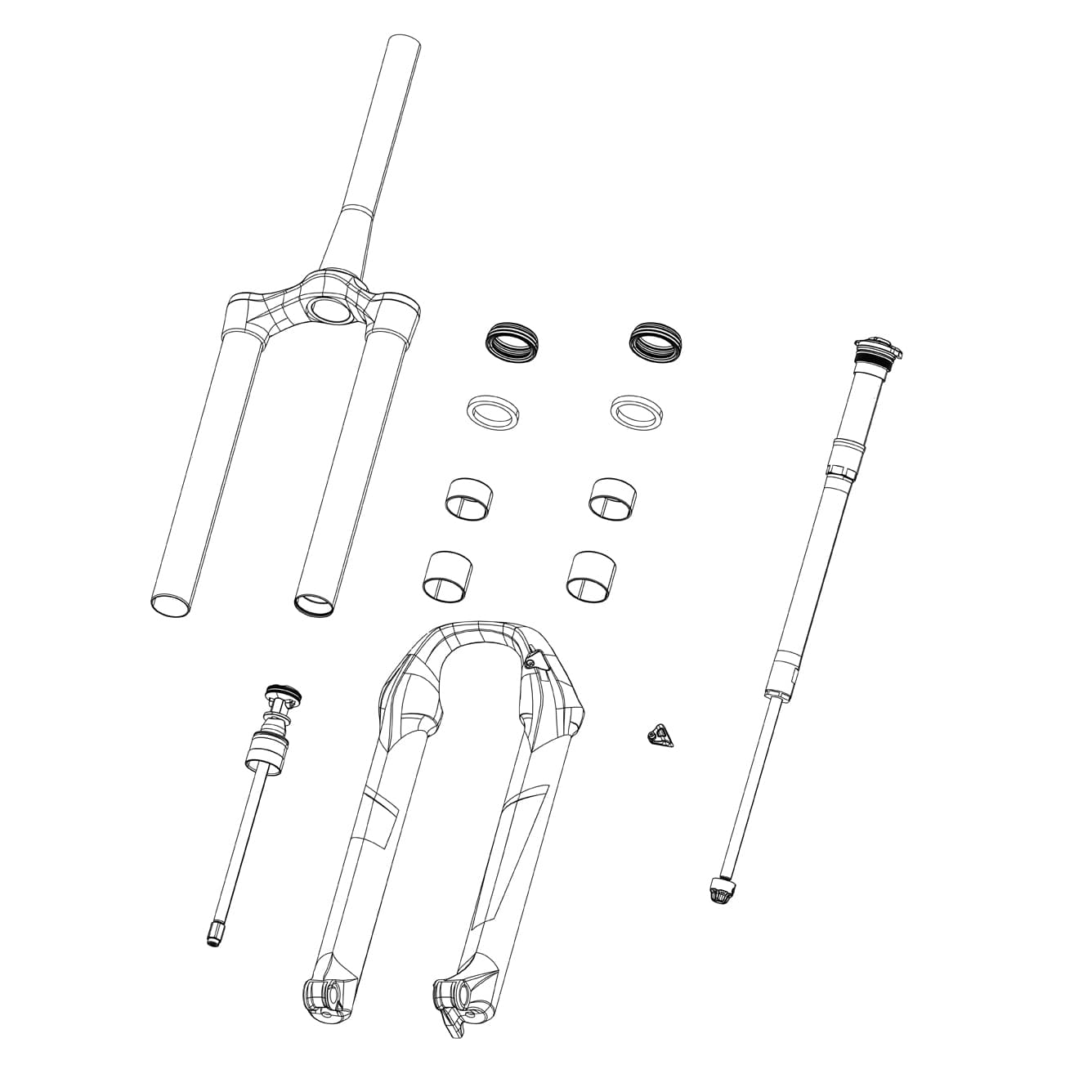 Sram RockShox Spare - Fork Spring Solo Air Assembly, 130-150mm, 26 /27.5 /29 (Thread 0.8mm)(Top Cap, Piston, Shaft Bolt, Spacers) Recon Silver Rl B1+/Tk C1+ (2017+)/Recon Rl A1-A2 Boost(2018-2020) — product photo