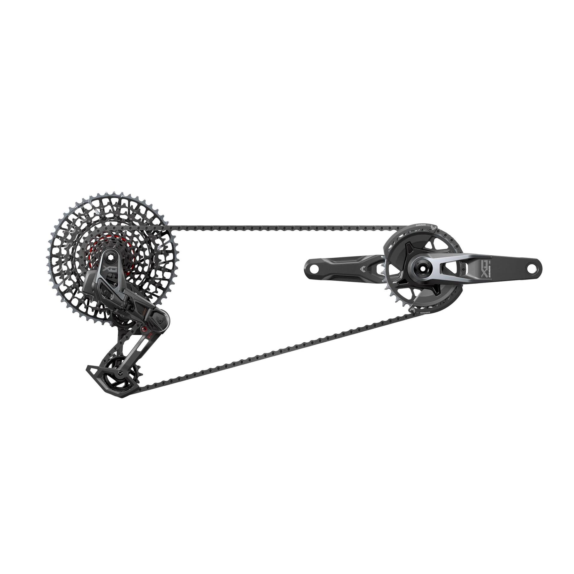 Sram X0 T-Type Eagle Transmission AXS Groupset (Rd W/Battery/Charger/Cord, Ec Pod Ult, Fc X0 Q174 55mm Chainline DUB MTB Wide DM 32T CR W/2 Guards, Cn 126L, Cs Xs-1295 10-52T) V2 — product photo