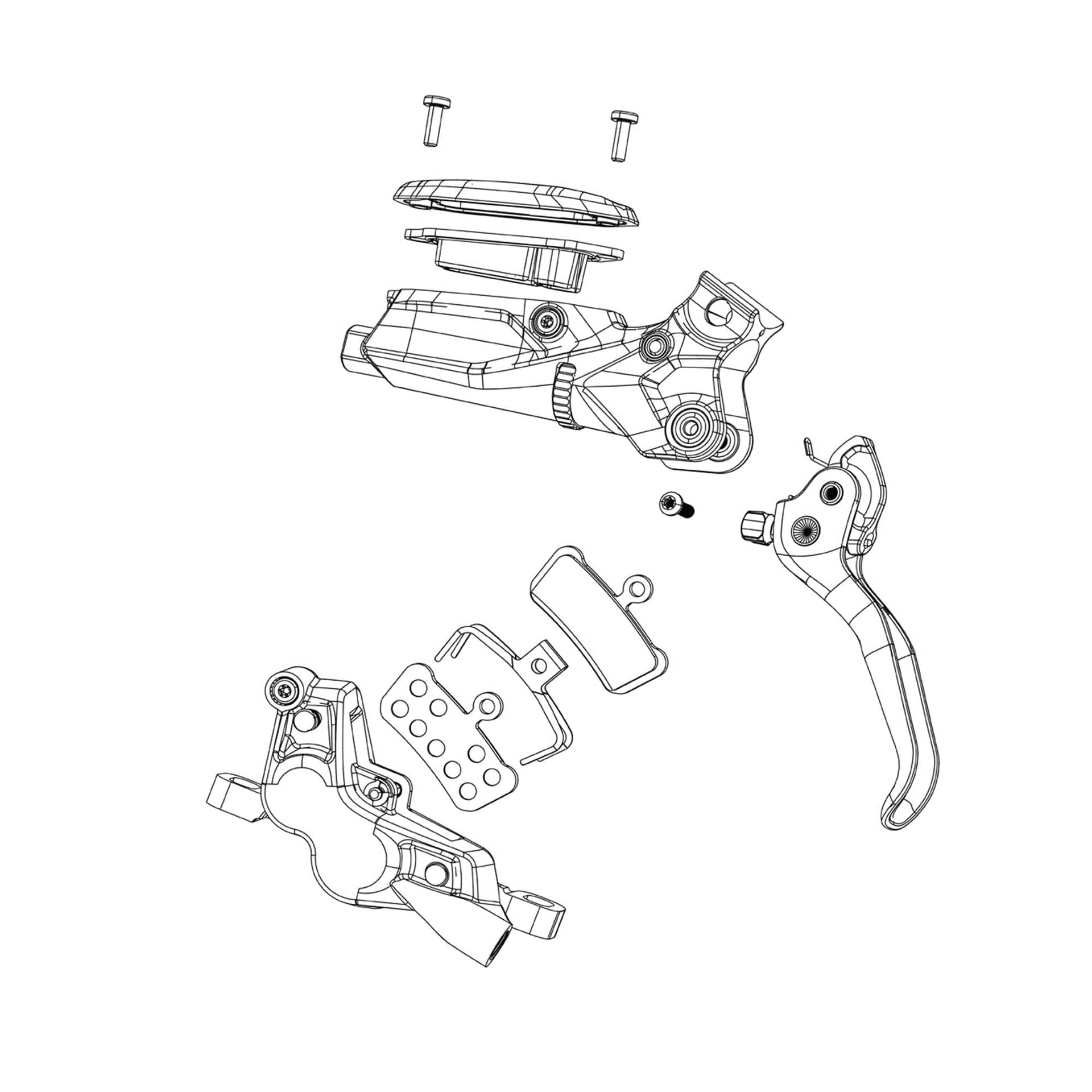 Sram Disc Brake Caliper Assembly - (Assembled, No Hose) Red Etap AXS E1 - Flat Mount 2-Piece Front/Rear Silver Including Brake Pads — product photo