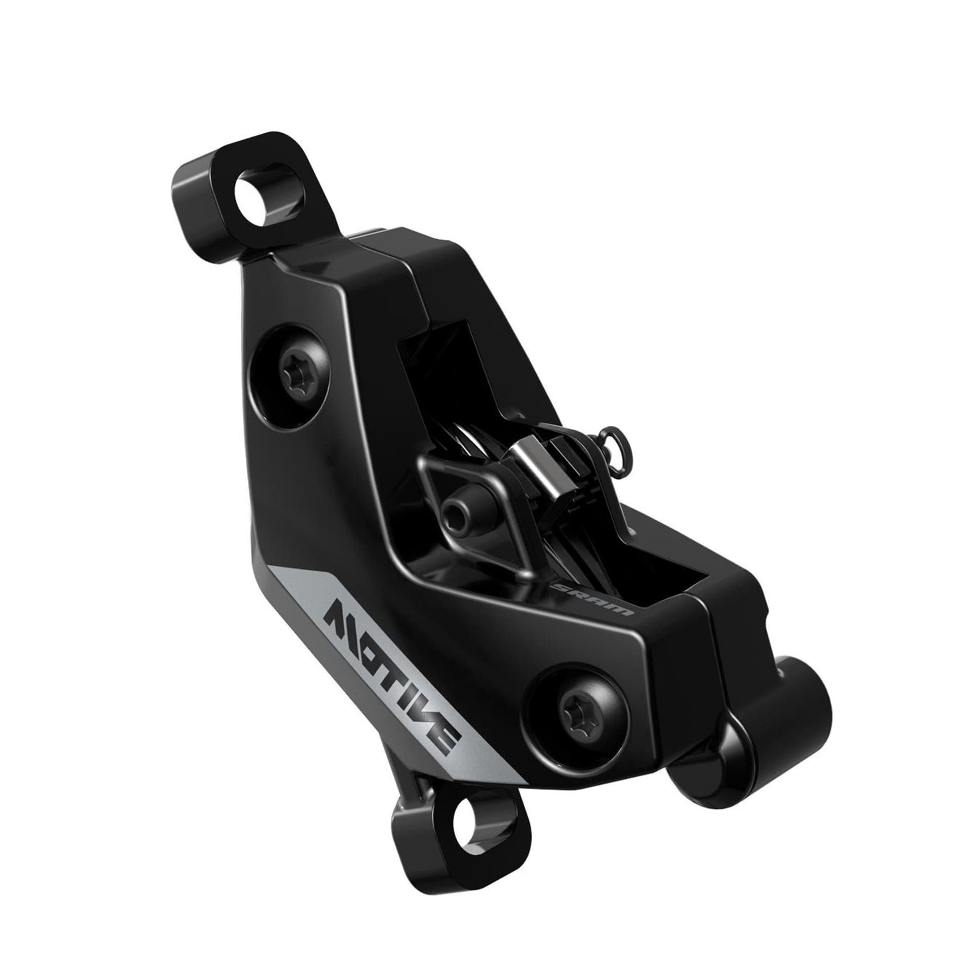 Sram Disc Brake Caliper Assembly - (Assembled, No Hose) Gloss Black Anodized - Motive Silver A1+ — product photo