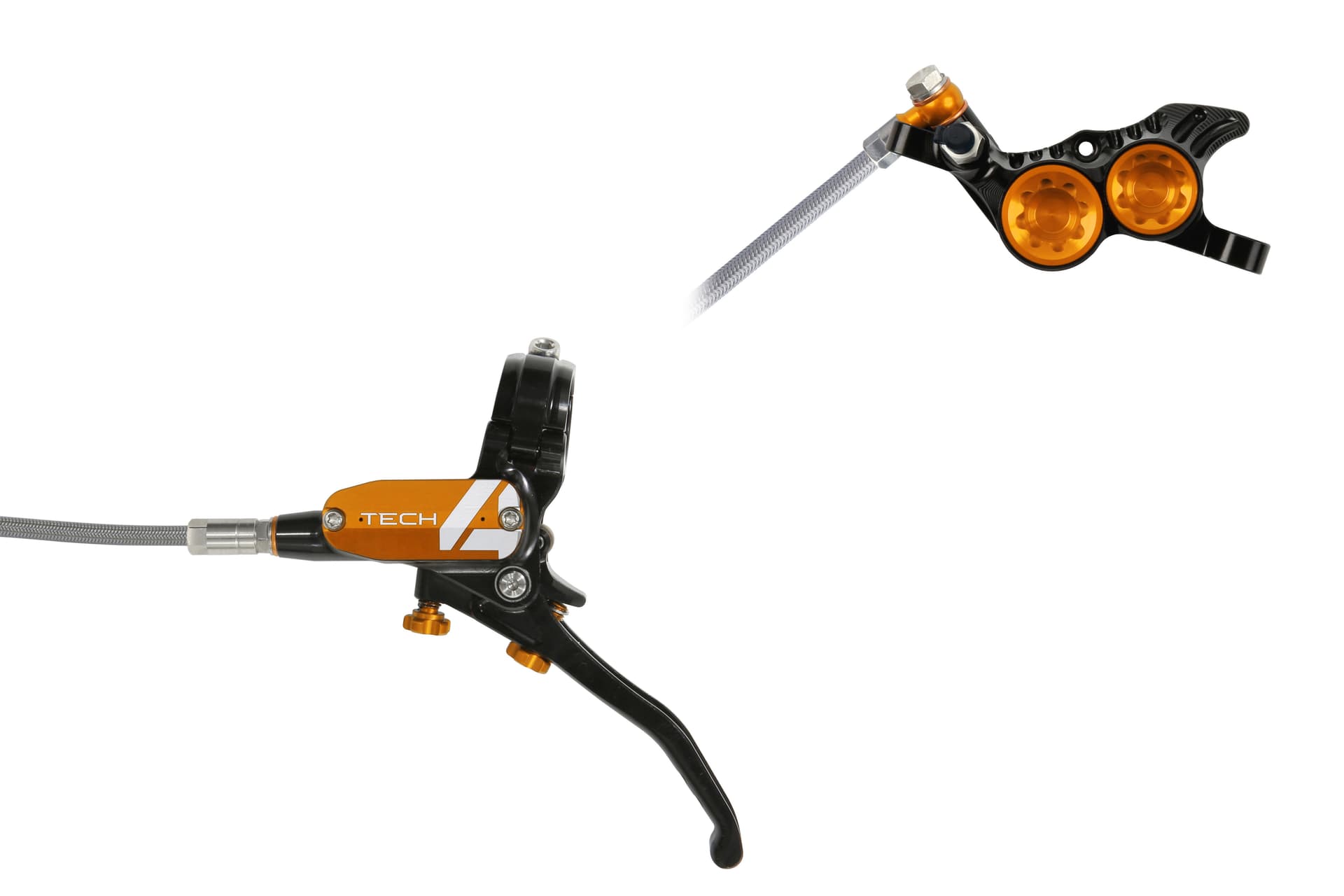 Hope Tech 4 V4 - No Rotor - Black/Orange — product photo