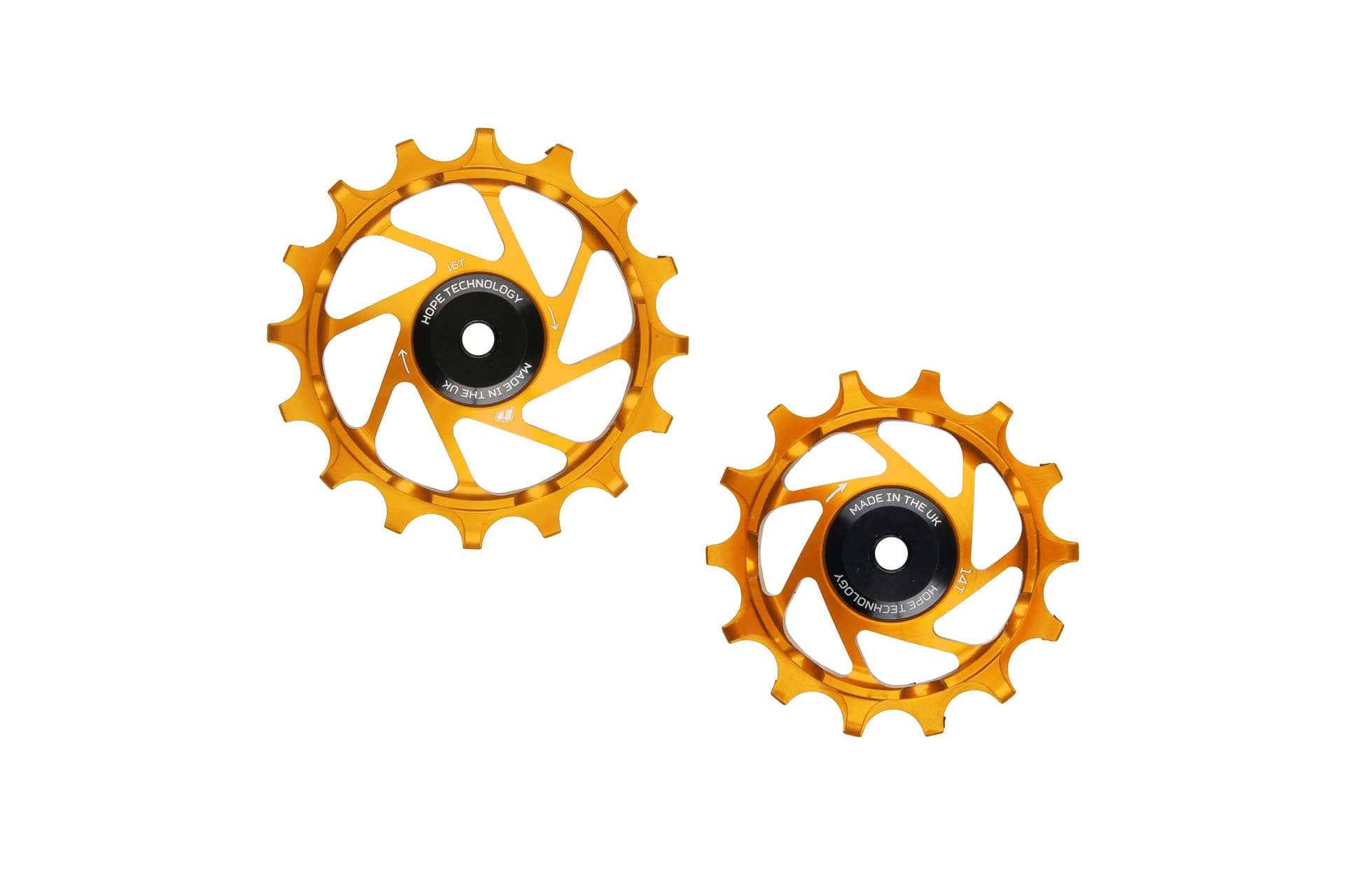Hope 16/14T Jockey Wheels - Pair- Orange — product photo