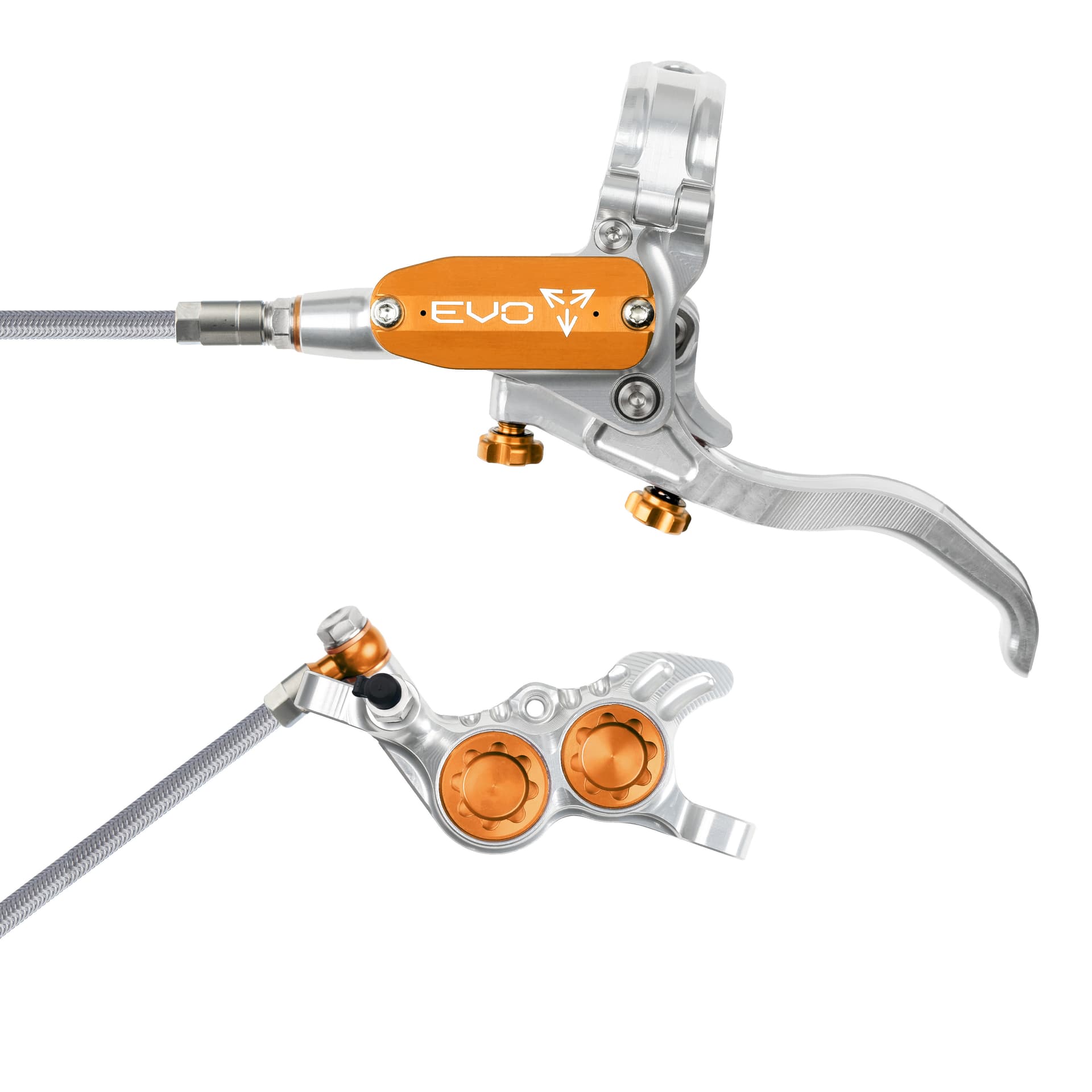 Hope Tech 4 EVO GR4 - Silver/Orange - Braided - No Rotor — product photo