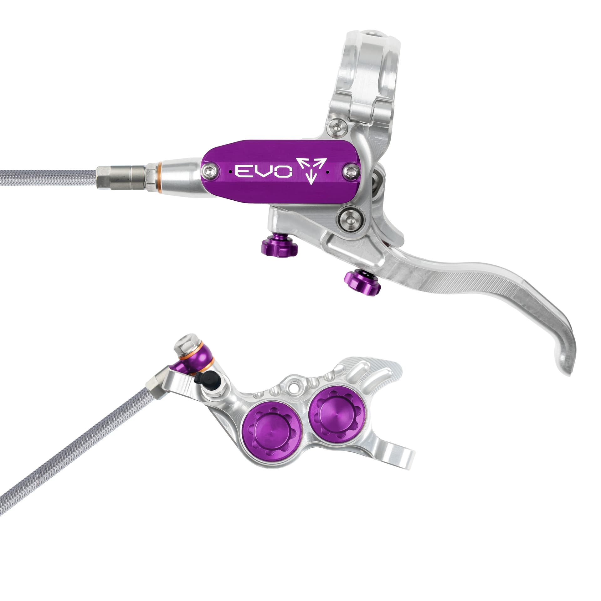 Hope Tech 4 EVO GR4 - Silver/Purple - Braided - No Rotor — product photo