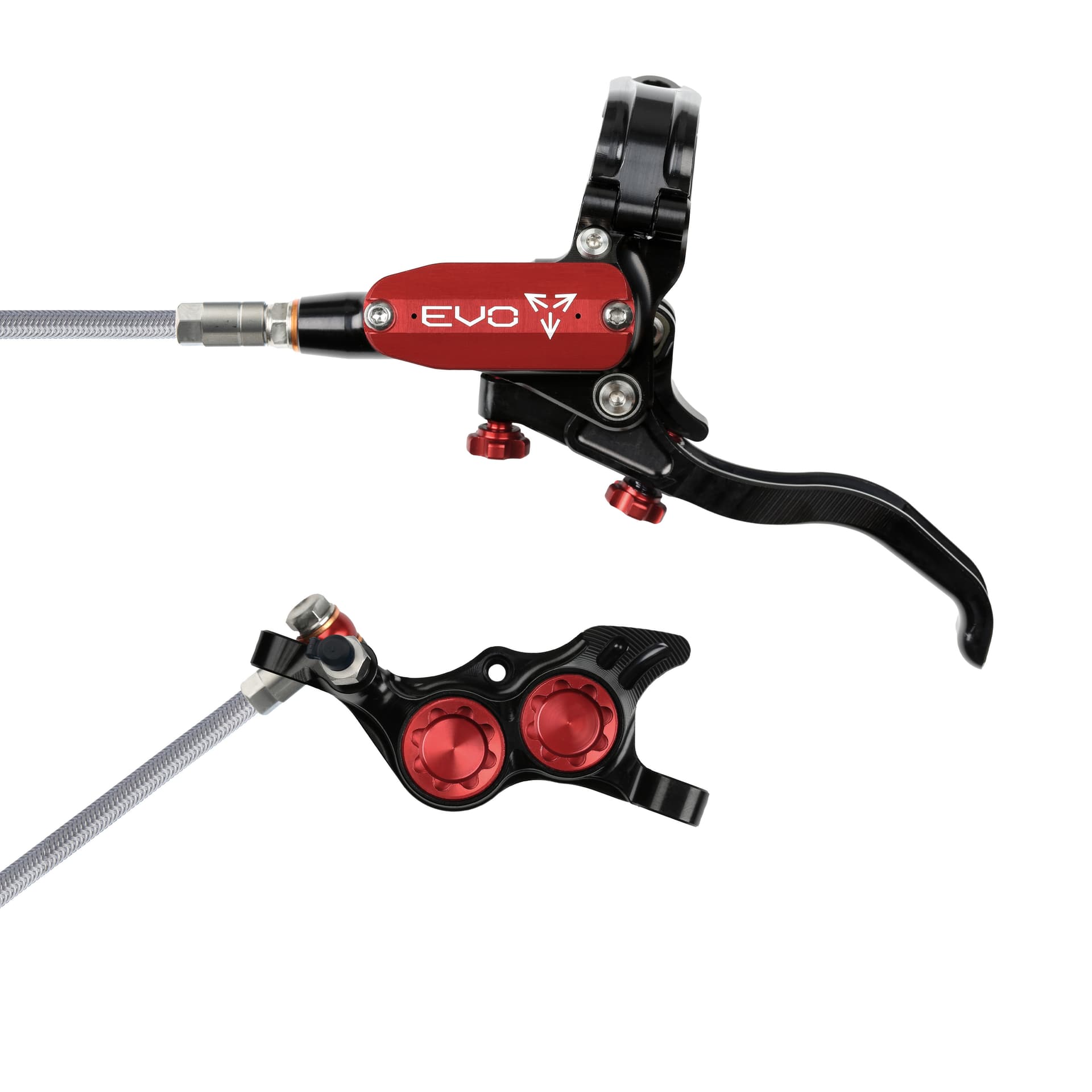 Hope Tech 4 EVO TR4 - Black/Red - Braided - No Rotor — product photo