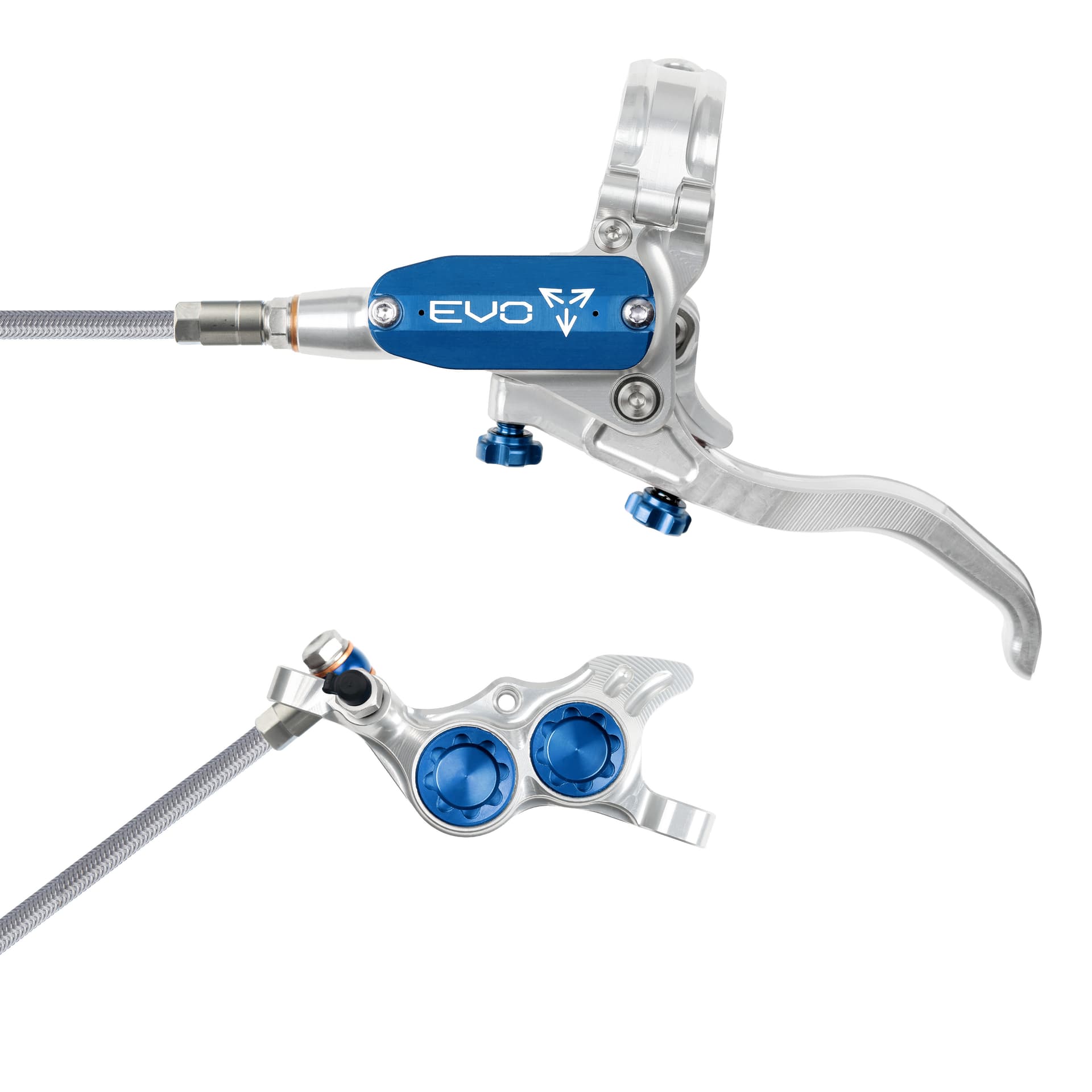 Hope Tech 4 EVO TR4 - Silver/Blue - Braided - No Rotor — product photo