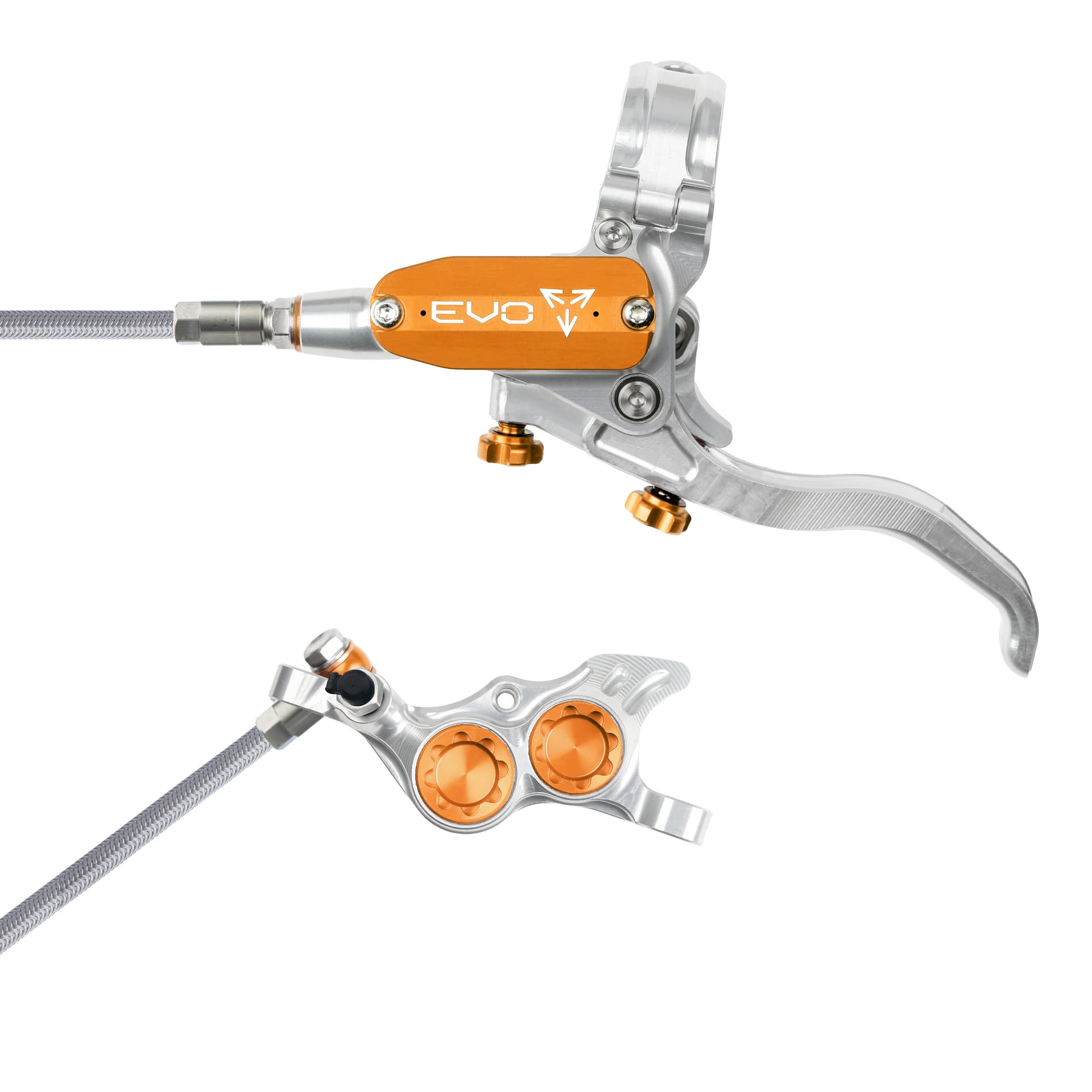 Hope Tech 4 EVO TR4 - Silver/Orange - Braided - No Rotor — product photo