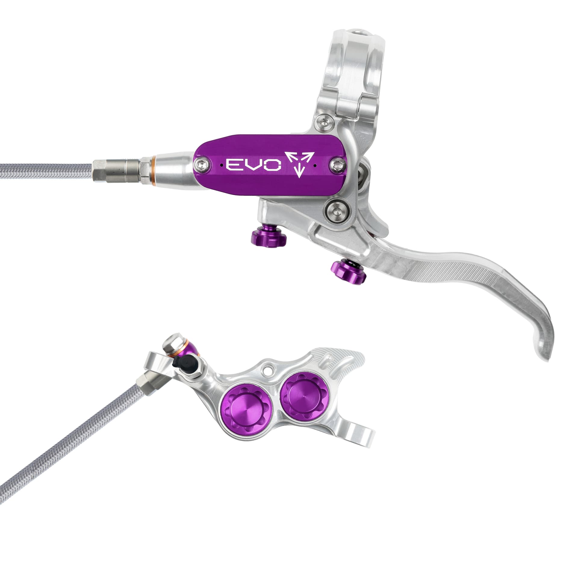 Hope Tech 4 EVO TR4 - Silver/Purple - Braided - No Rotor — product photo
