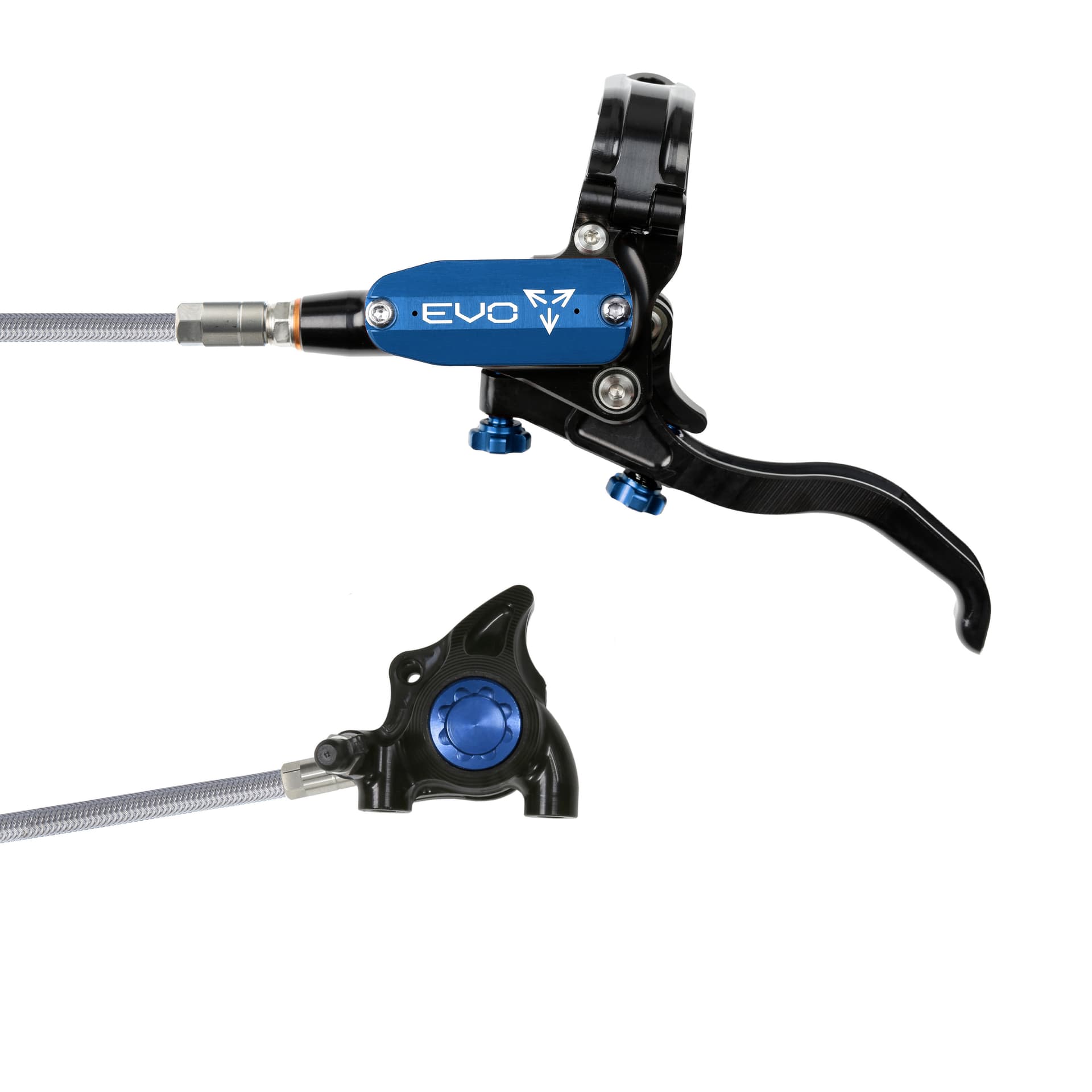 Hope Tech 4 EVO X2 Flatmount - Black/Blue - Braided - No Rotor — product photo