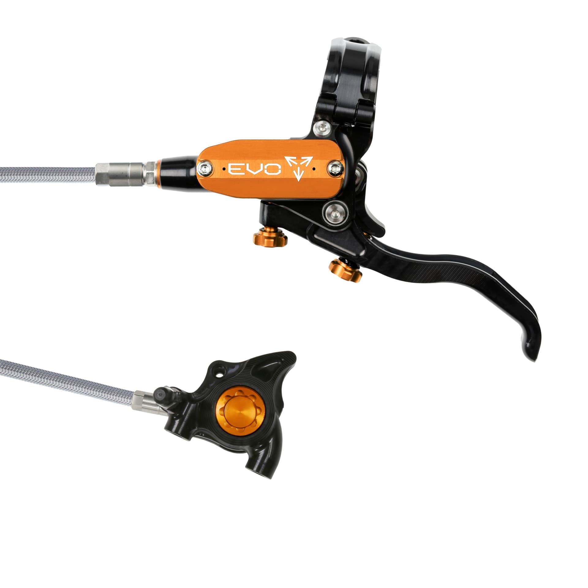 Hope Tech 4 EVO X2 Flatmount - Black/Orange - Braided - No Rotor — product photo
