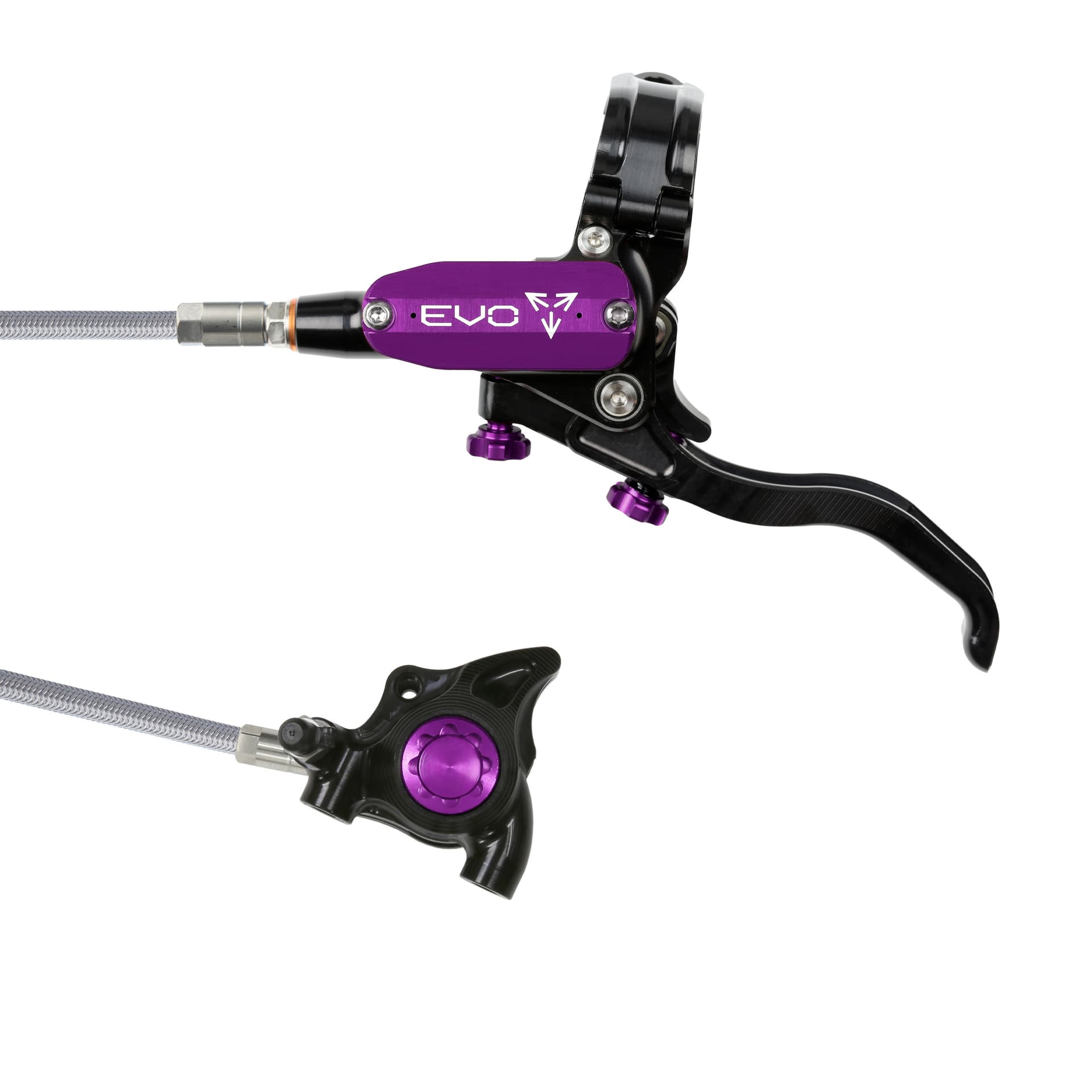 Hope Tech 4 EVO X2 Flatmount - Black/Purple - Braided - No Rotor — product photo