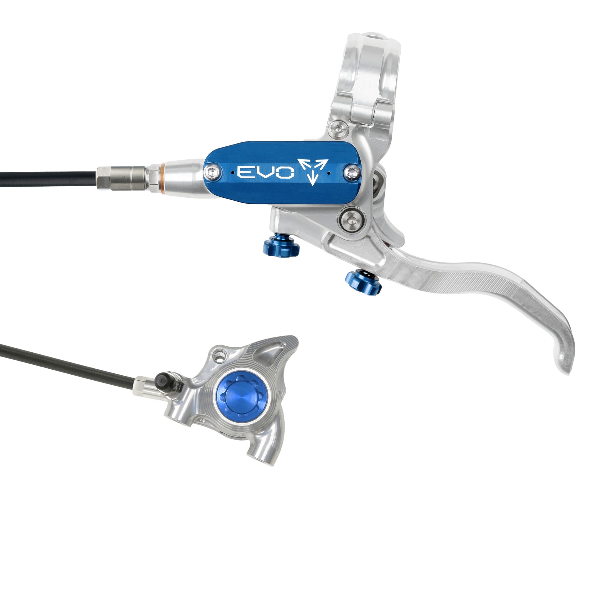 Hope Tech 4 EVO X2 Flatmount - Silver/Blue - No Rotor — product photo