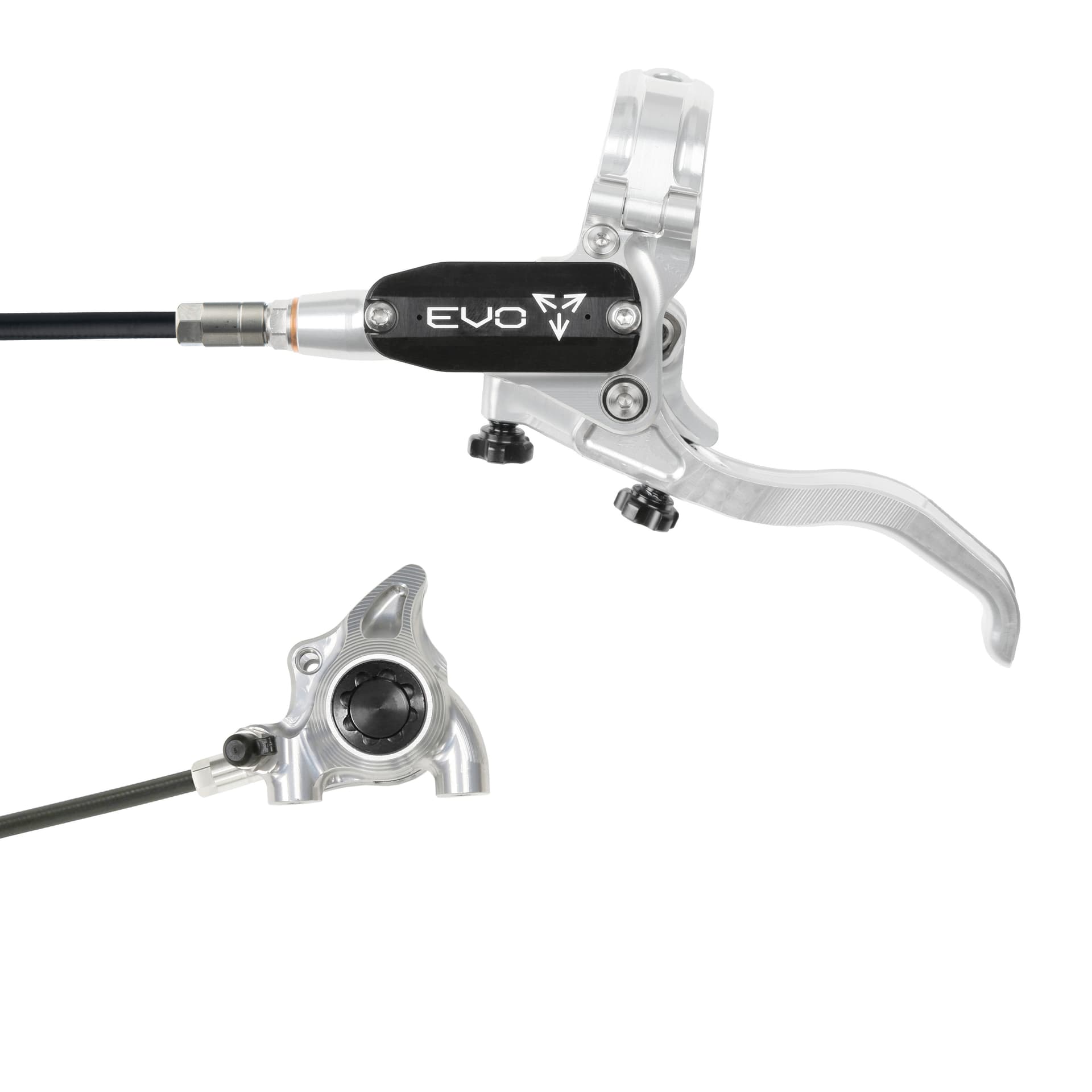 Hope Tech 4 EVO X2 Flatmount - Silver/Black - Braided - No Rotor — product photo