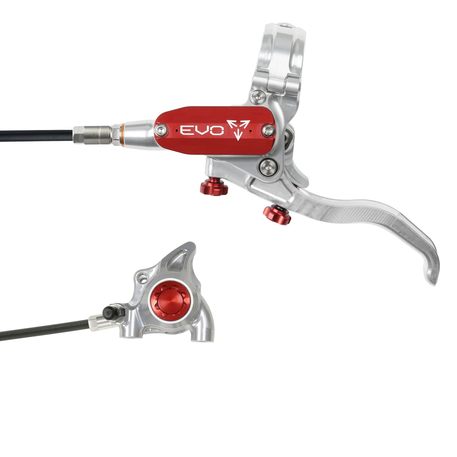 Hope Tech 4 EVO X2 Flatmount - Silver/Red - No Rotor — product photo