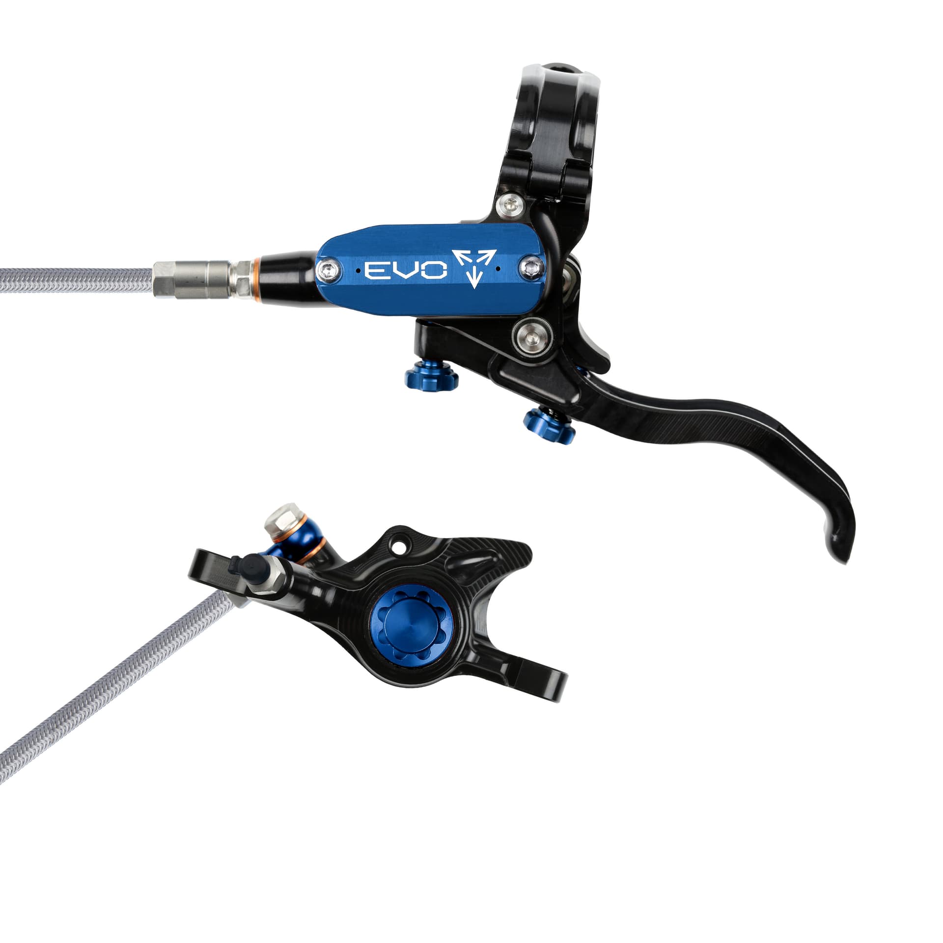 Hope Tech 4 EVO X2 - Black/Blue - Braided - No Rotor — product photo