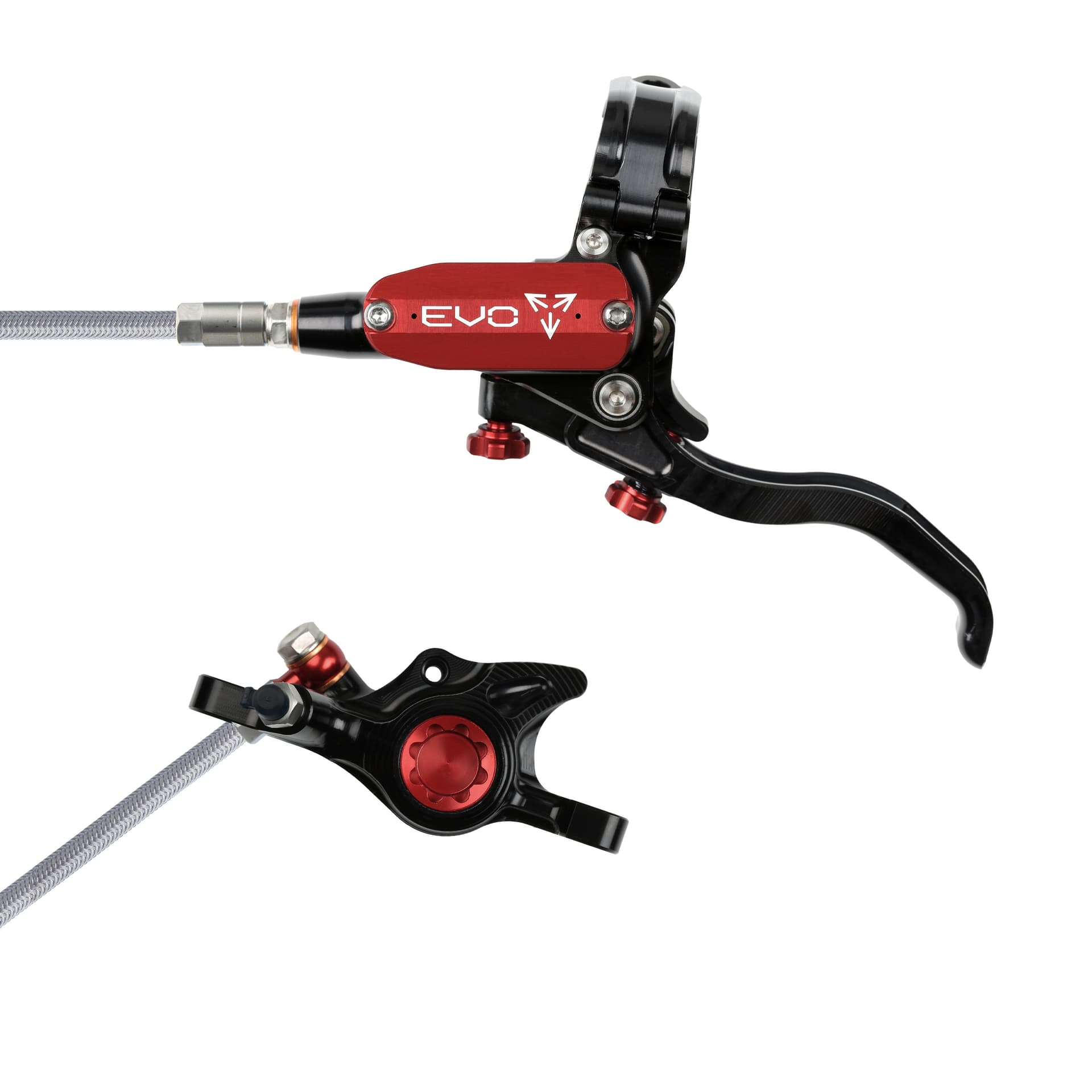 Hope Tech 4 EVO X2 - Black/Red - Braided - No Rotor — product photo