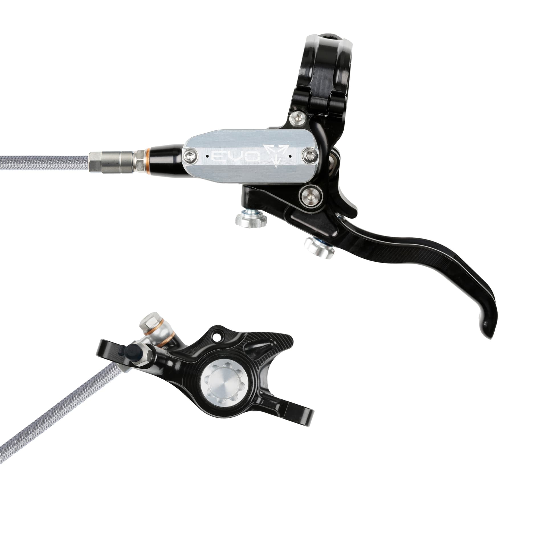 Hope Tech 4 EVO X2 - Black/Silver - Braided - No Rotor — product photo