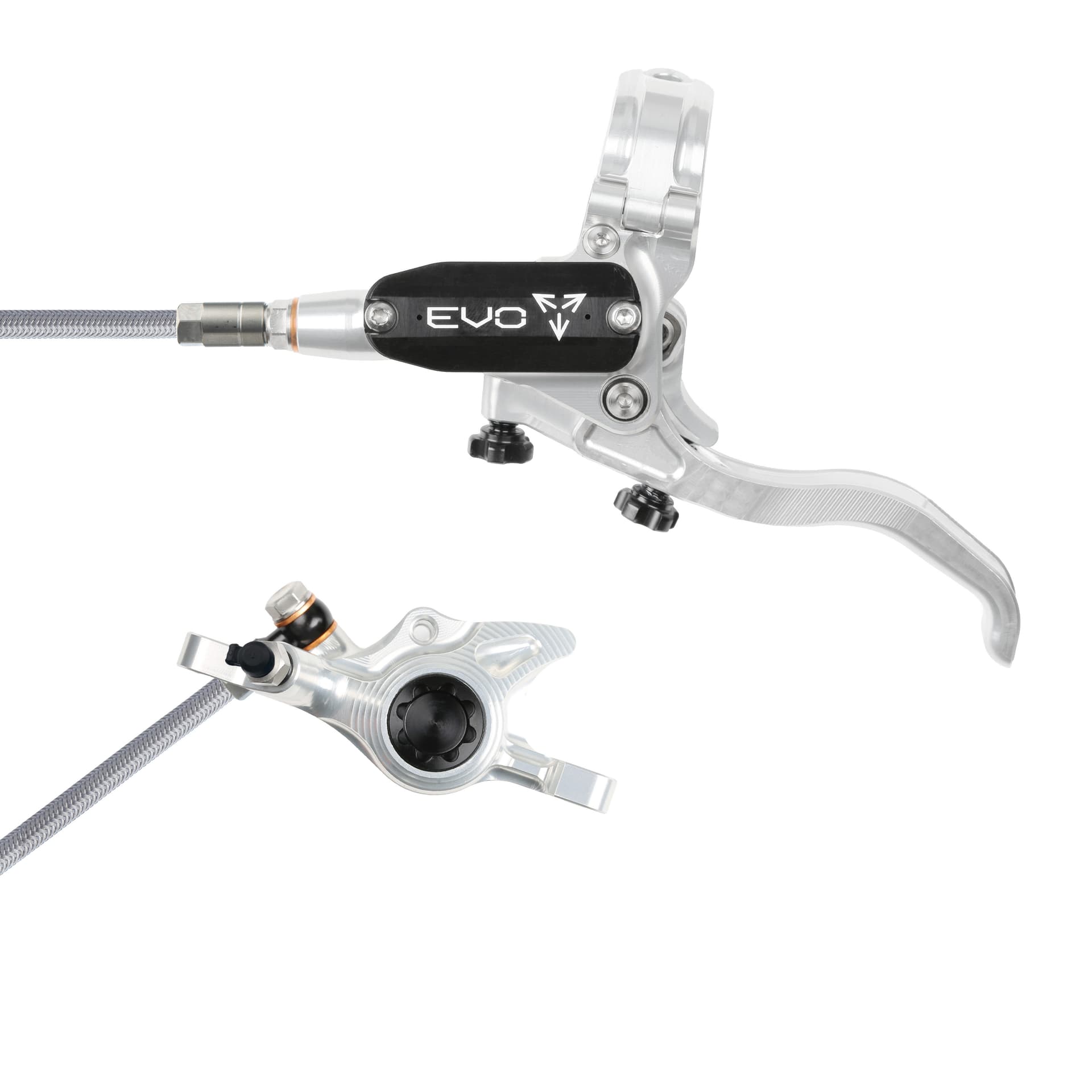 Hope Tech 4 EVO X2 - Silver/Black - Braided - No Rotor — product photo