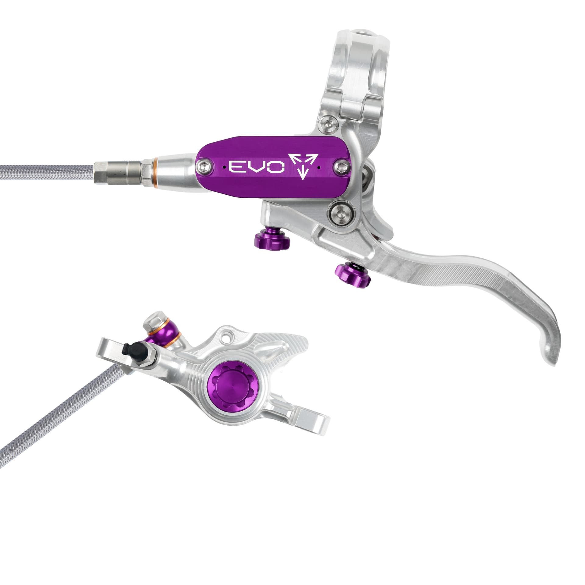 Hope Tech 4 EVO X2 - Silver/Purple - Braided - No Rotor — product photo
