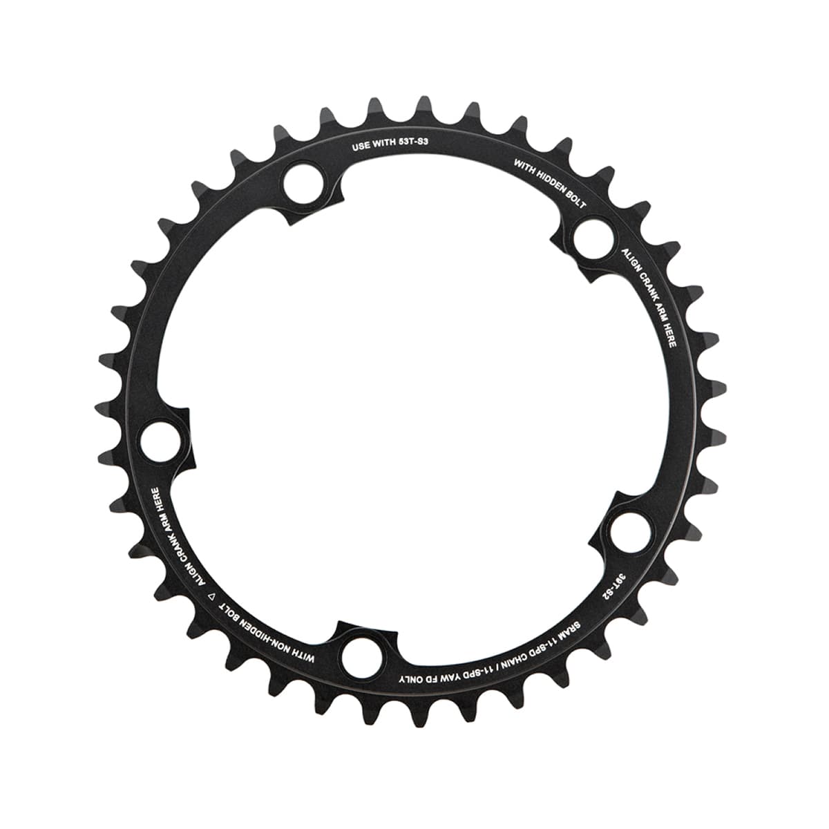 Sram Chain Ring Road Red22/Force22 X-Glide R 39T Yaw 11 Speed S2130 Alum 3mm Blast Black (53-39) — product photo