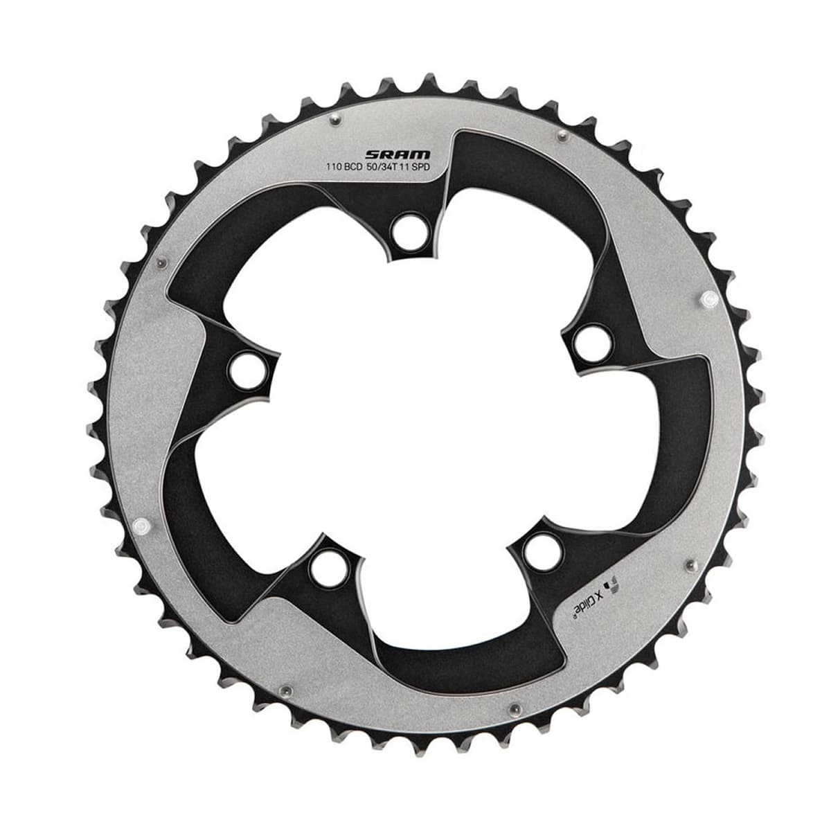 Sram Chain Ring Road Force22 X-Glide R 50T Yaw 11 Speed S3 HiddenBolt/Non Hidden Bolt 110 Alum 5mm Blast Black BB30 or GXP (50-34) — product photo