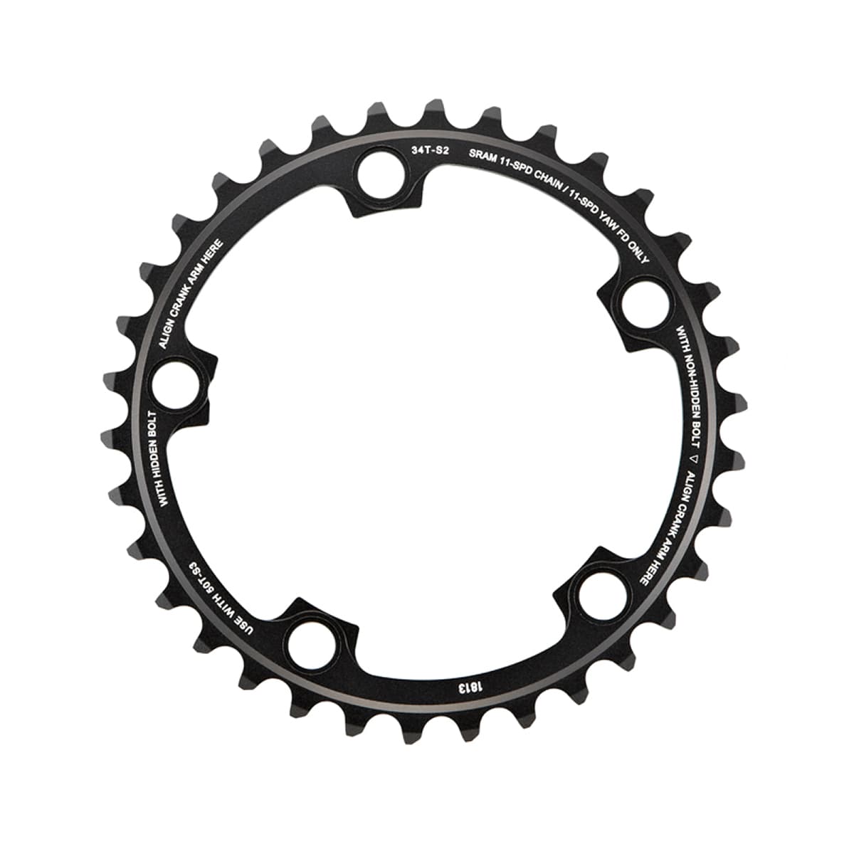 Sram Chain Ring Road Red22/Force22/Rival22 X-Glide R 36T Yaw 11 Speed S1 110 Alum 3mm Blast Black (52-36 46-36) — product photo