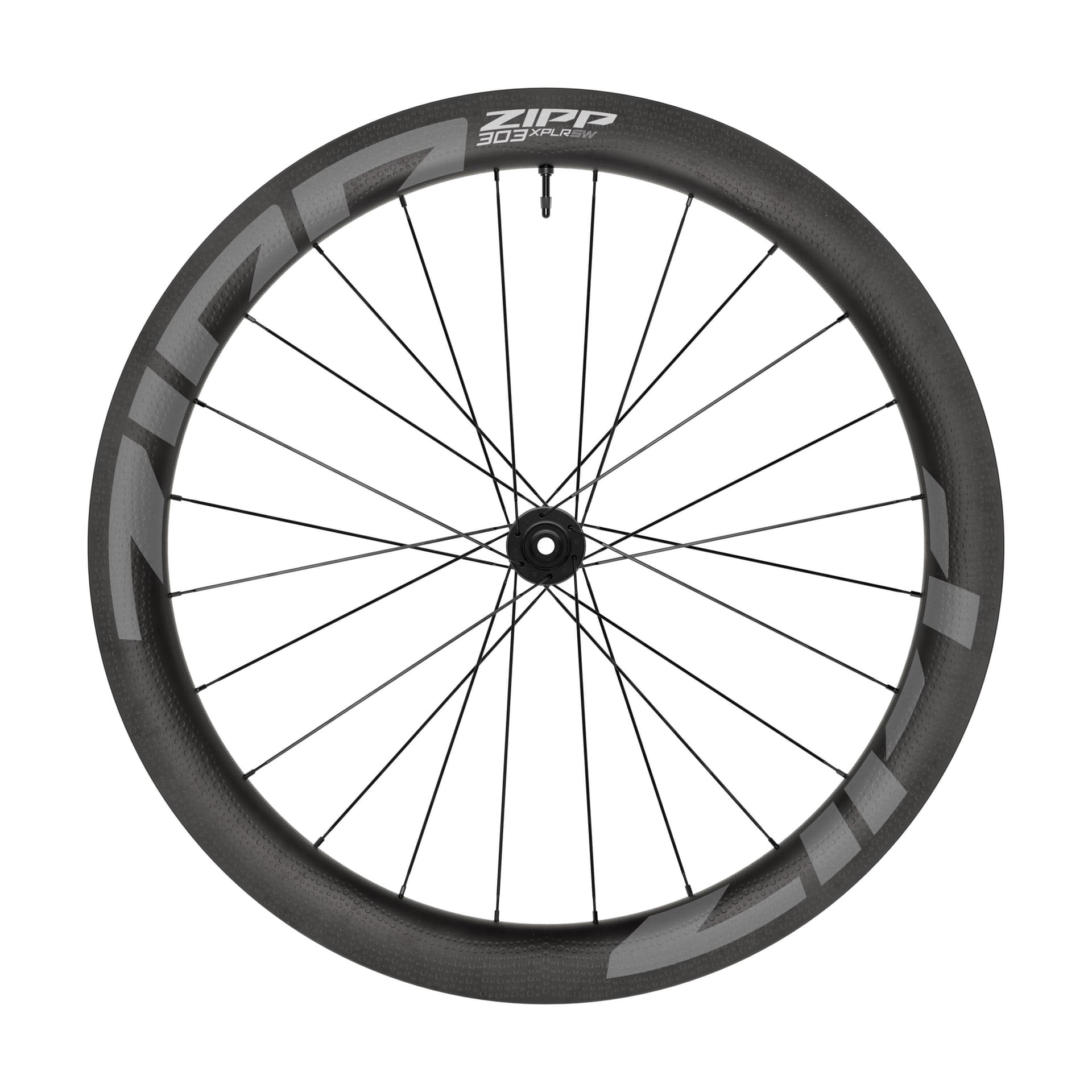 Zipp 303 XPLR SW Carbon Tubeless Disc Brake Center Locking 700c Front 24Spokes 12X100mm Standard Graphic A1 — product photo